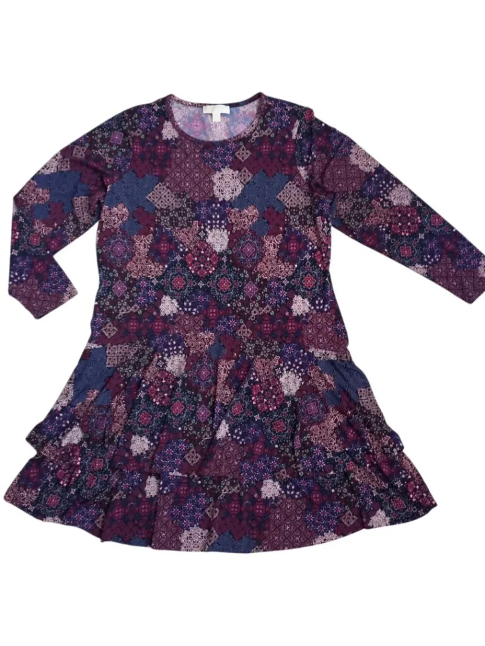 Michael Kors Purple Paisley Print Mini Dress - Boho Ruffle Hem Tunic Top, Size 2